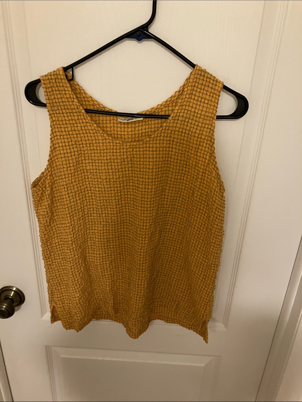 Sleeveless Textured Tank Top - Mustard